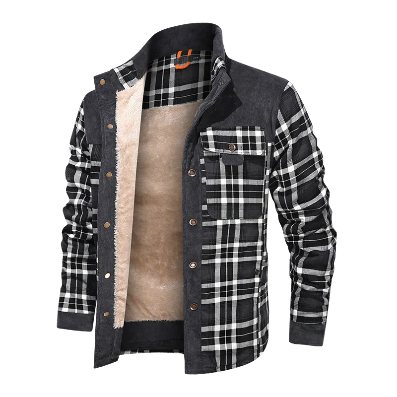 Fleece-Lined Plaid Shirt Jacket For Men - Glenn