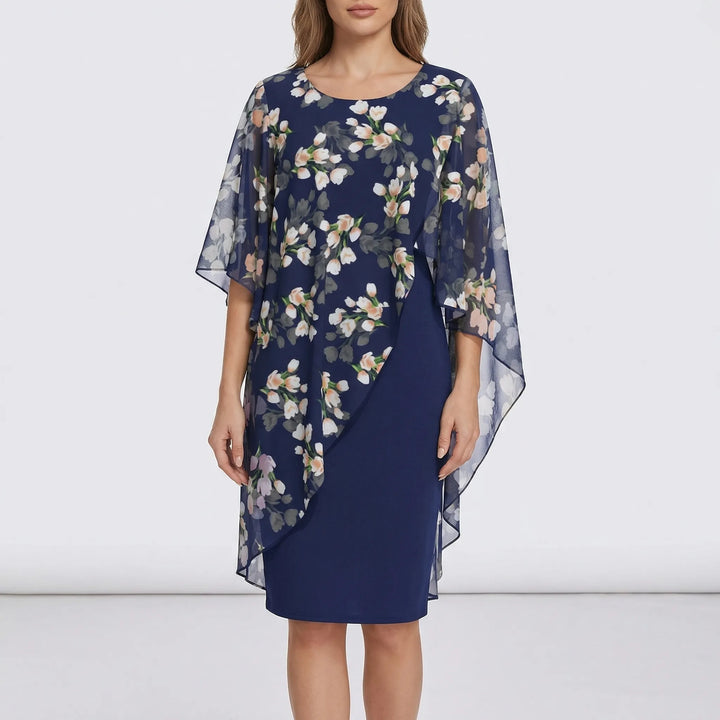 Floral Overlay Layered Midi Dress - Heather