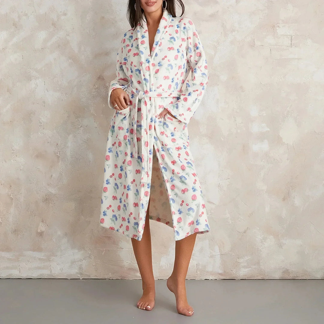 Floral Print Long Dressing Gown - Rebecca