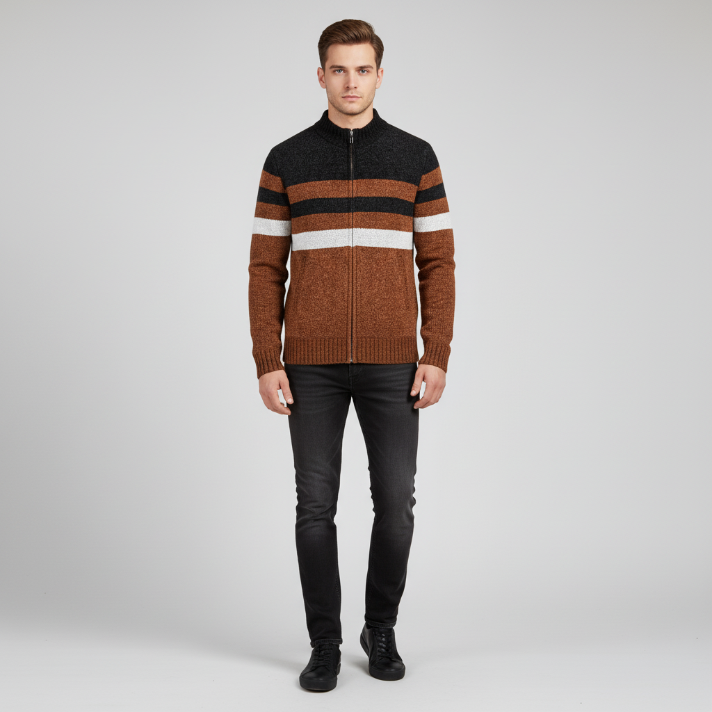 Gestreiftes Herbstvest - WarmKnit