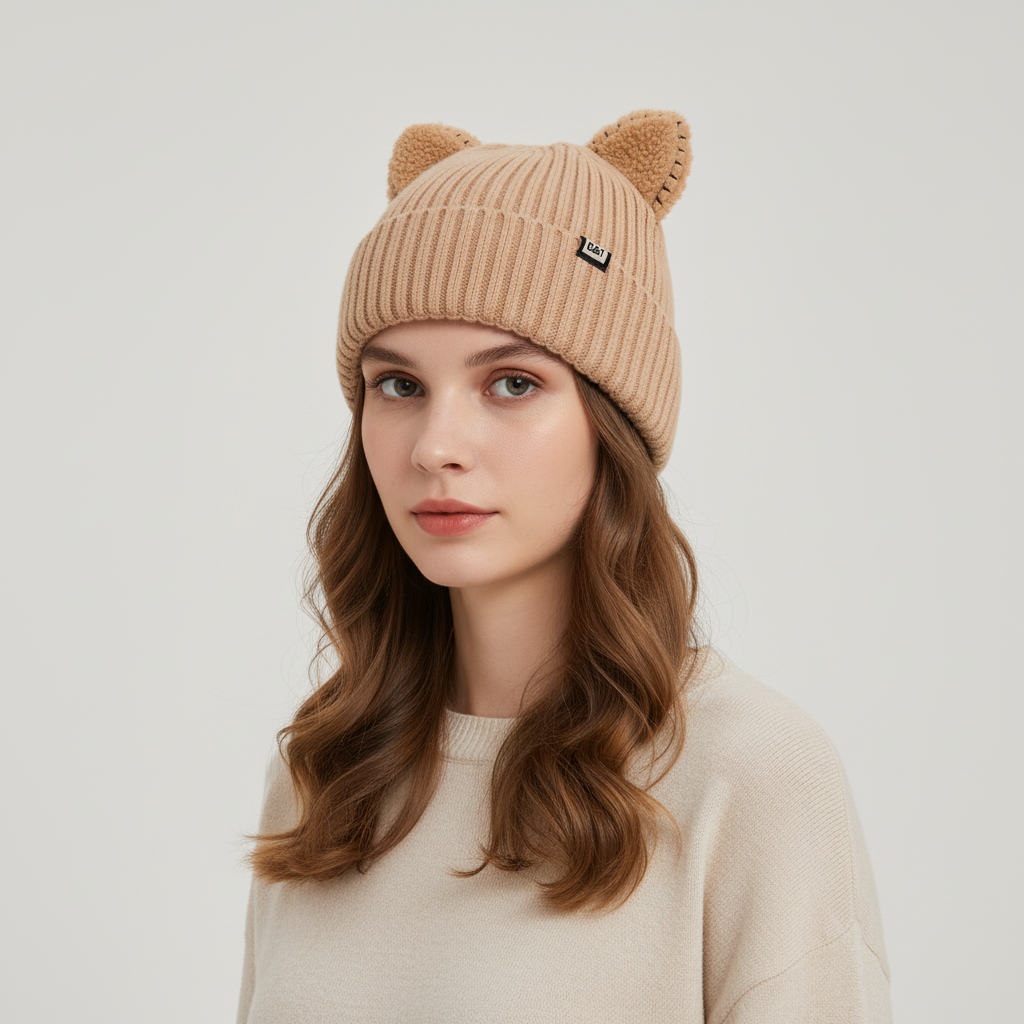 Gestrickte Wintermütze Mit Ohren - PurrHat