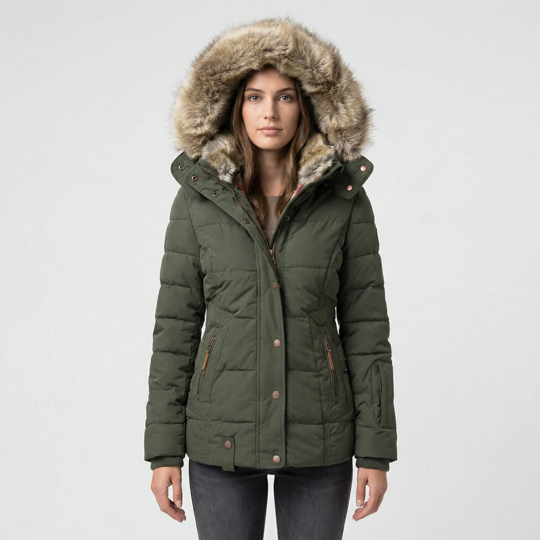 Gevoerde Winterjas Met Bontcapuchon - Sheryl