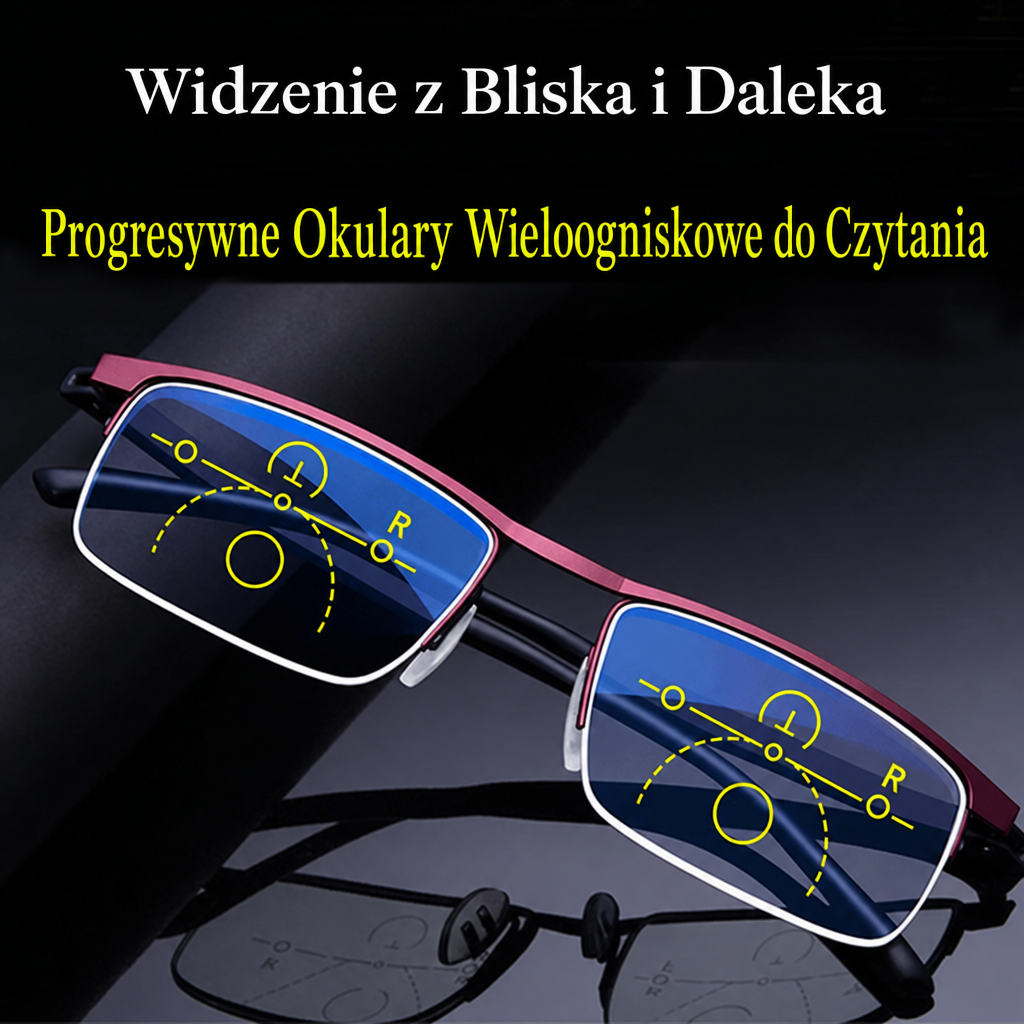 Okulary progresywne do widzenia z bliska i z daleka, antyodblaskowe i z filtrem UV
