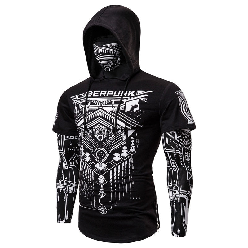 Herren-Hoodie z wbudowaną maską czaszki – Jesienna edycja ShadowX