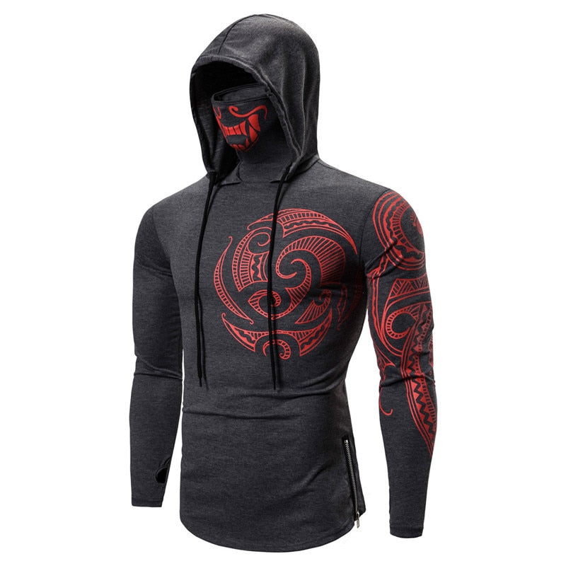 Herren-Hoodie z wbudowaną maską czaszki – Jesienna edycja ShadowX