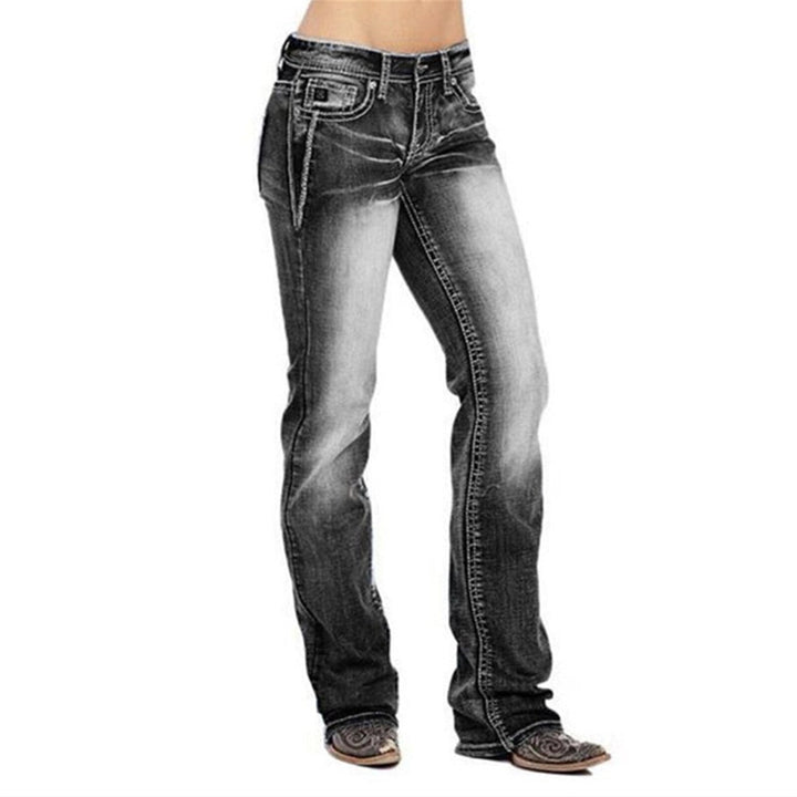 Damskie dżinsy bootcut z detalami w flagi – Madison