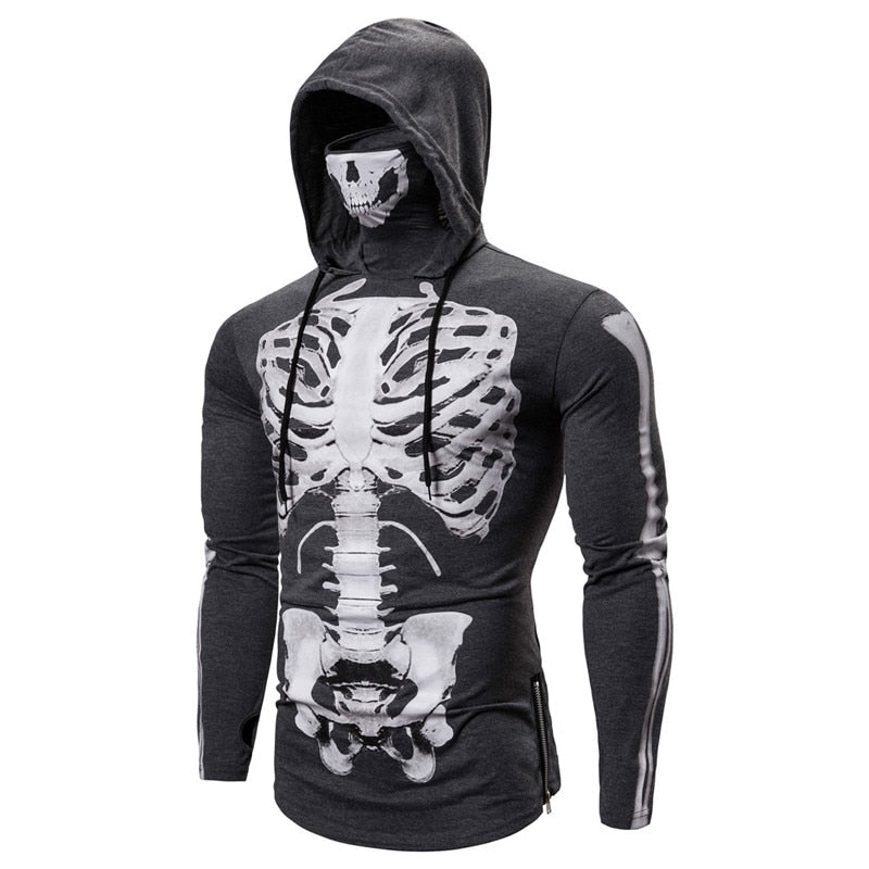 Herren-Hoodie z wbudowaną maską czaszki – Jesienna edycja ShadowX