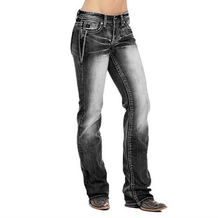 Damskie dżinsy bootcut z detalami w flagi – Madison