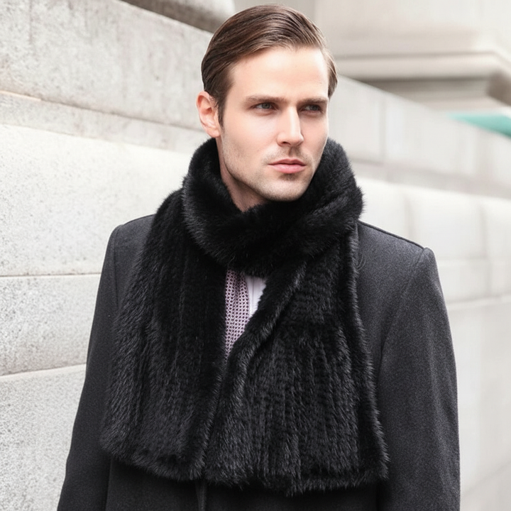 Handgestrickter Schal Aus Echtem Nerzfell - MinkCozy