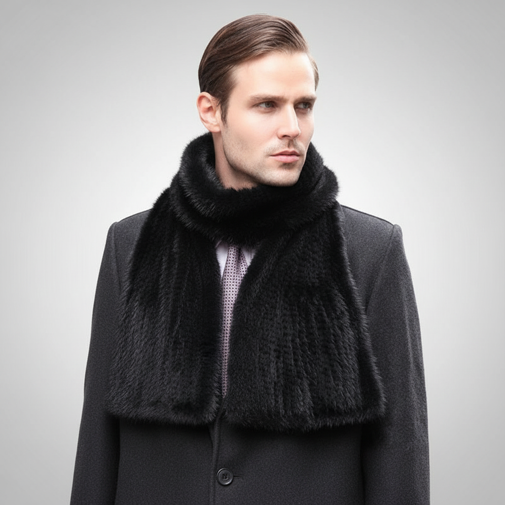 Handgestrickter Schal Aus Echtem Nerzfell - MinkCozy