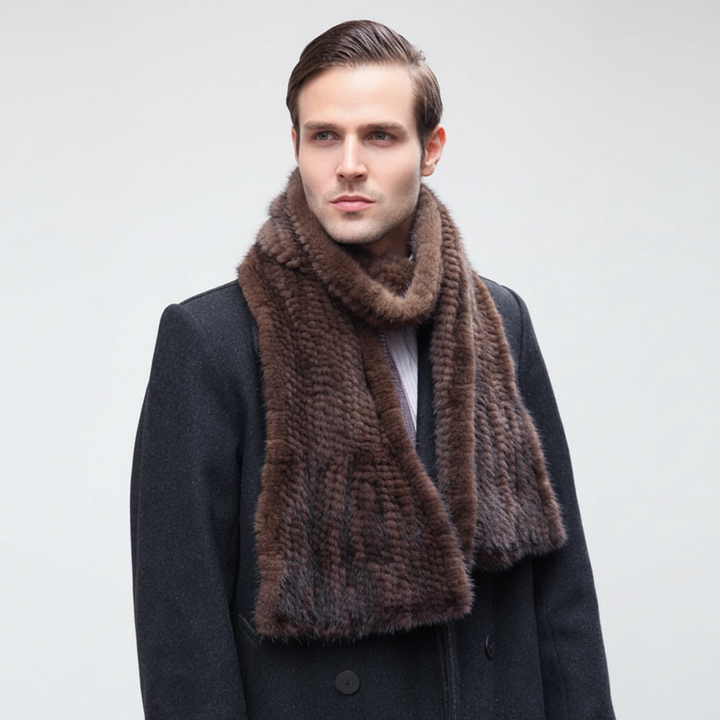 Handgestrickter Schal Aus Echtem Nerzfell - MinkCozy