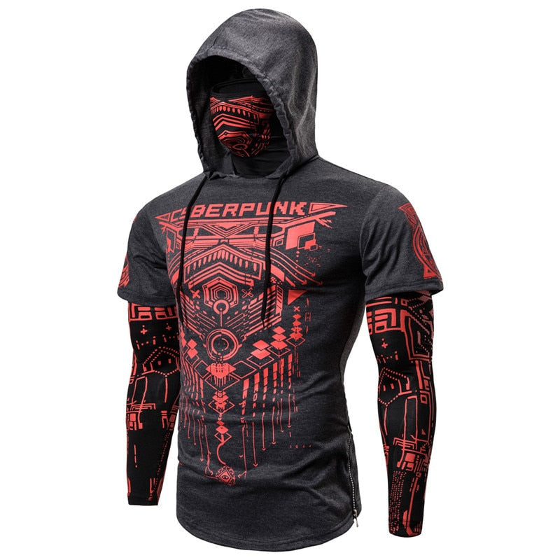 Herren-Hoodie z wbudowaną maską czaszki – Jesienna edycja ShadowX