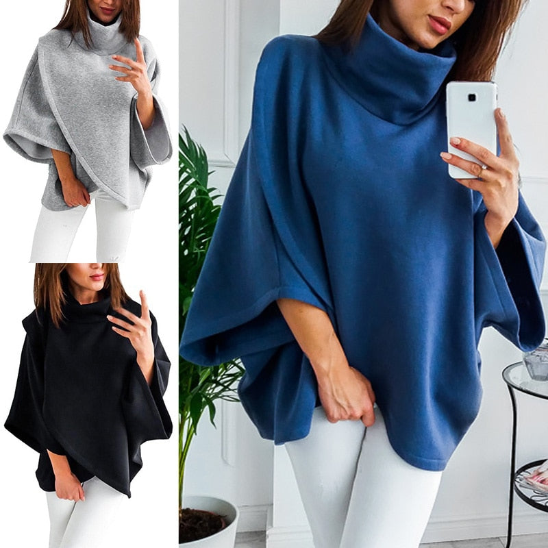 Asymetryczny damski sweter z golfem – Jesienny czar Mara