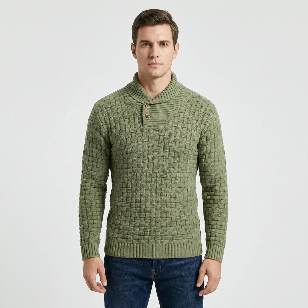 Herrenpullover Mit Schalkragen Und Strickmuster - Lenny