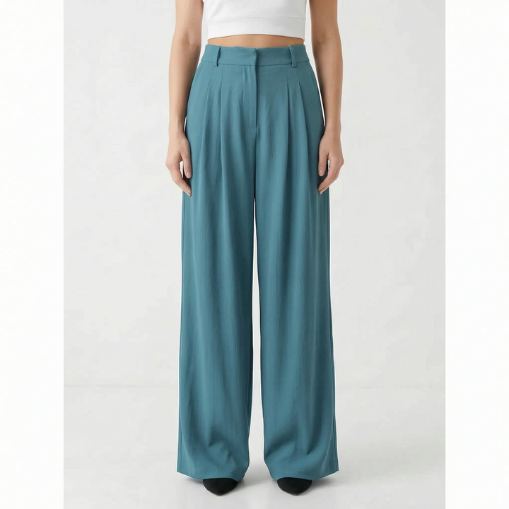 High-Waisted Wide-Leg Trousers - Flowtide