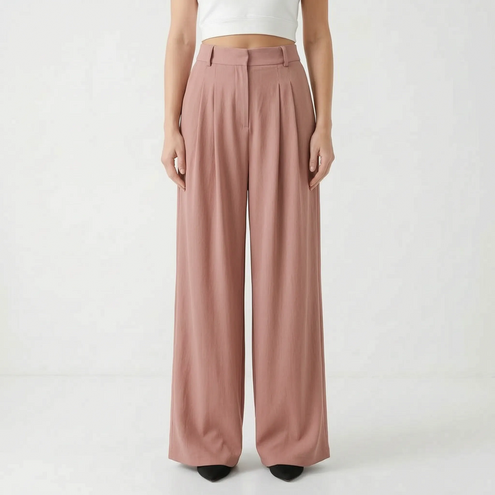 High-Waisted Wide-Leg Trousers - Flowtide