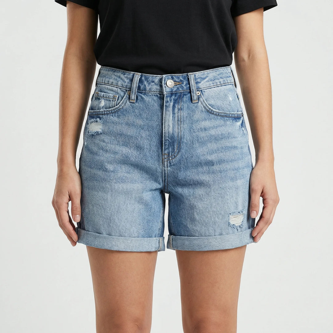 Hochgeschnittene Jeansshorts Im Used-Look - Courtney