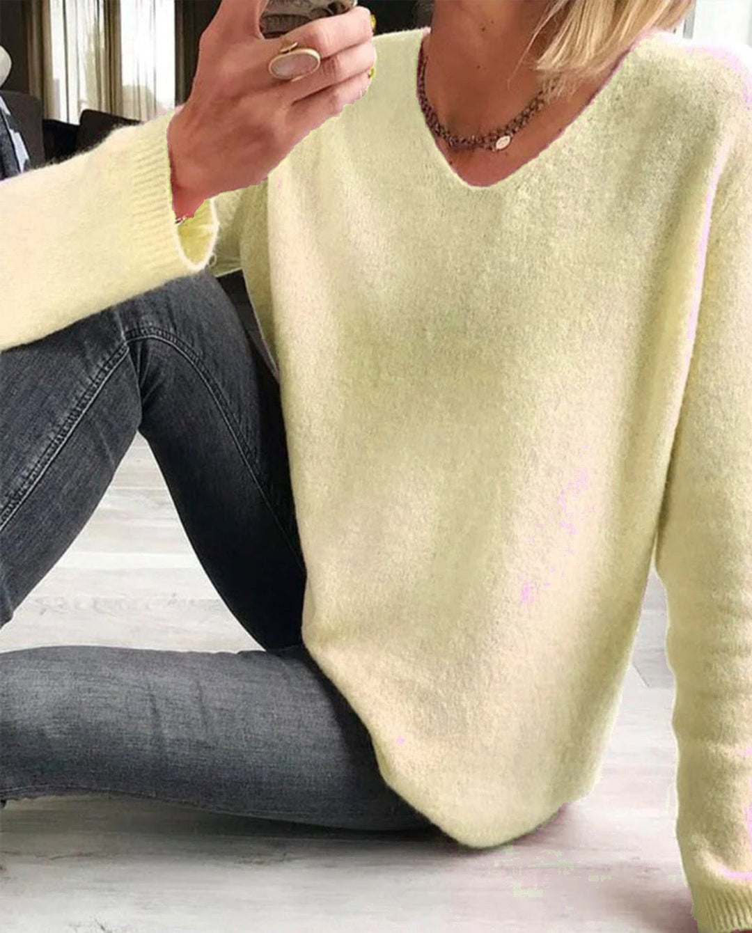 Casualowy Gładki Sweter Damski – Sophie