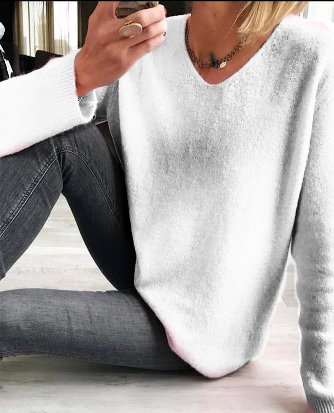 Casualowy Gładki Sweter Damski – Sophie