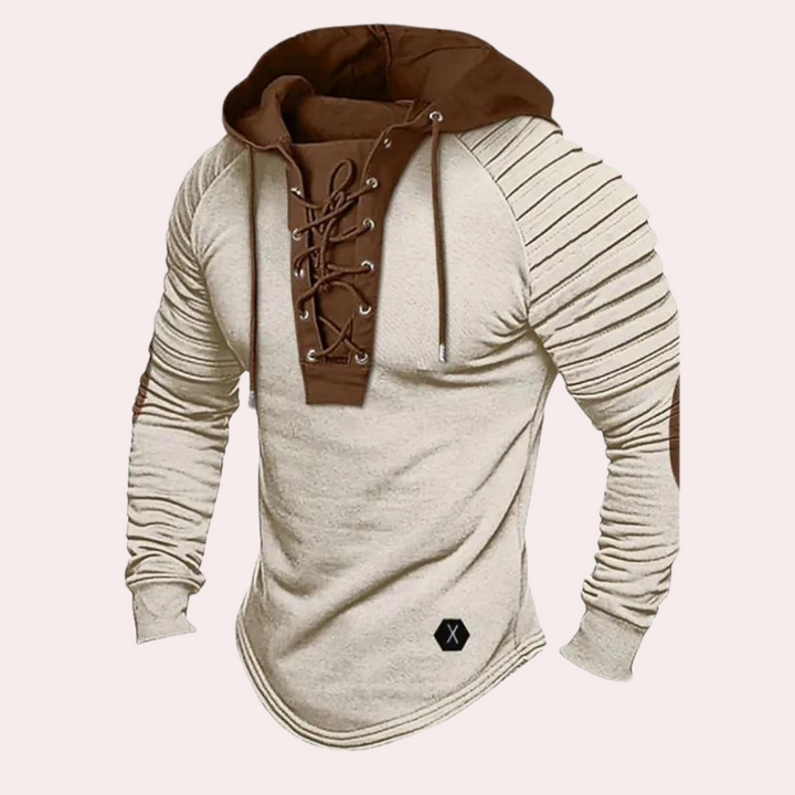 Sweter męski z sznurówką i kapturem – Eliano