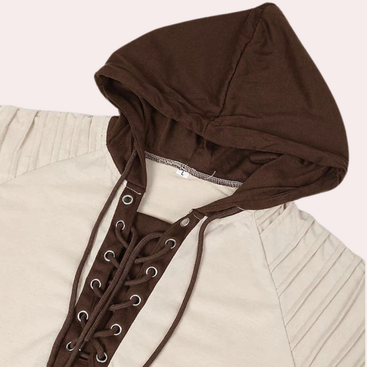 Sweter męski z sznurówką i kapturem – Eliano
