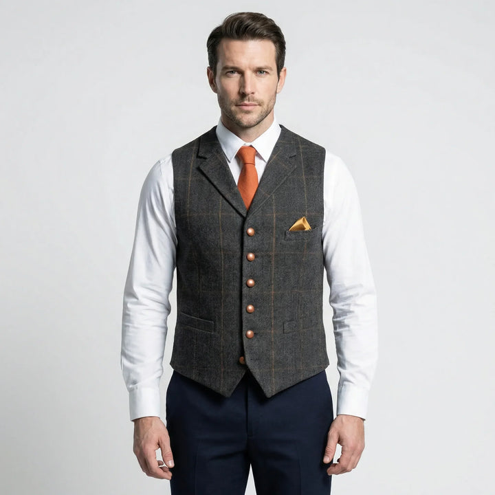 Kariertes Herrengilet Mit V-Ausschnitt - Sergio