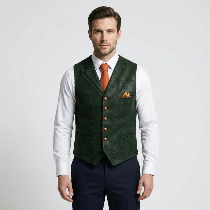 Kariertes Herrengilet Mit V-Ausschnitt - Sergio