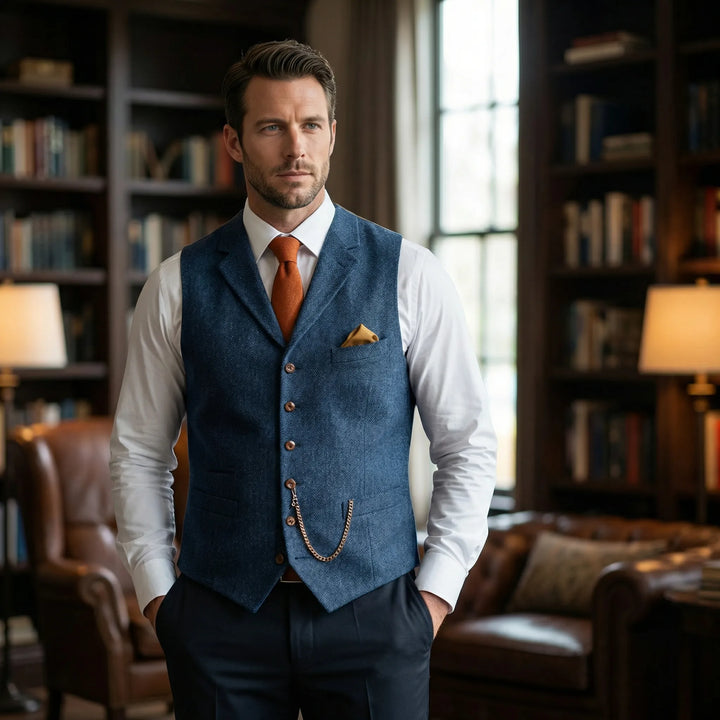 Kariertes Herrengilet Mit V-Ausschnitt - Sergio