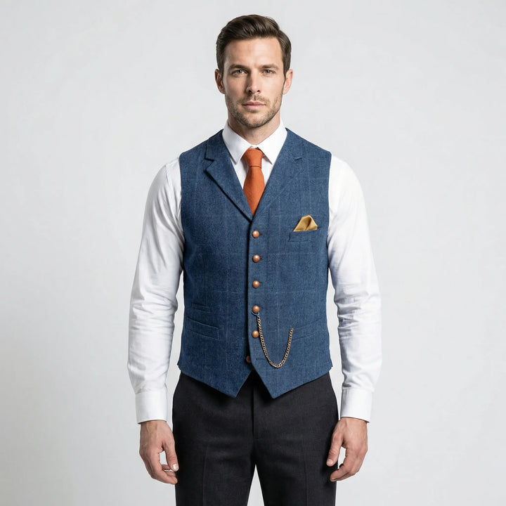 Kariertes Herrengilet Mit V-Ausschnitt - Sergio