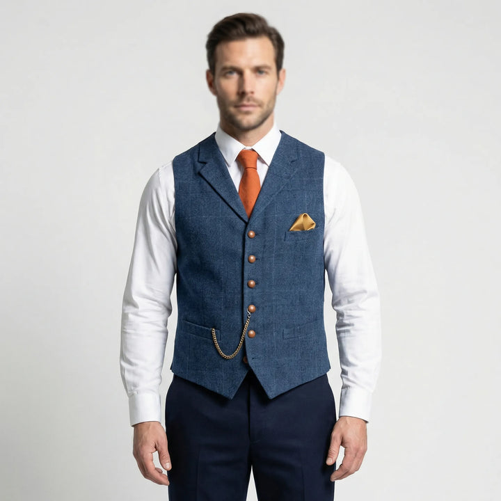 Kariertes Herrengilet Mit V-Ausschnitt - Sergio