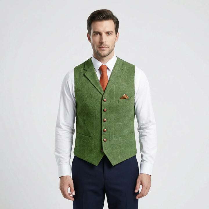 Kariertes Herrengilet Mit V-Ausschnitt - Sergio