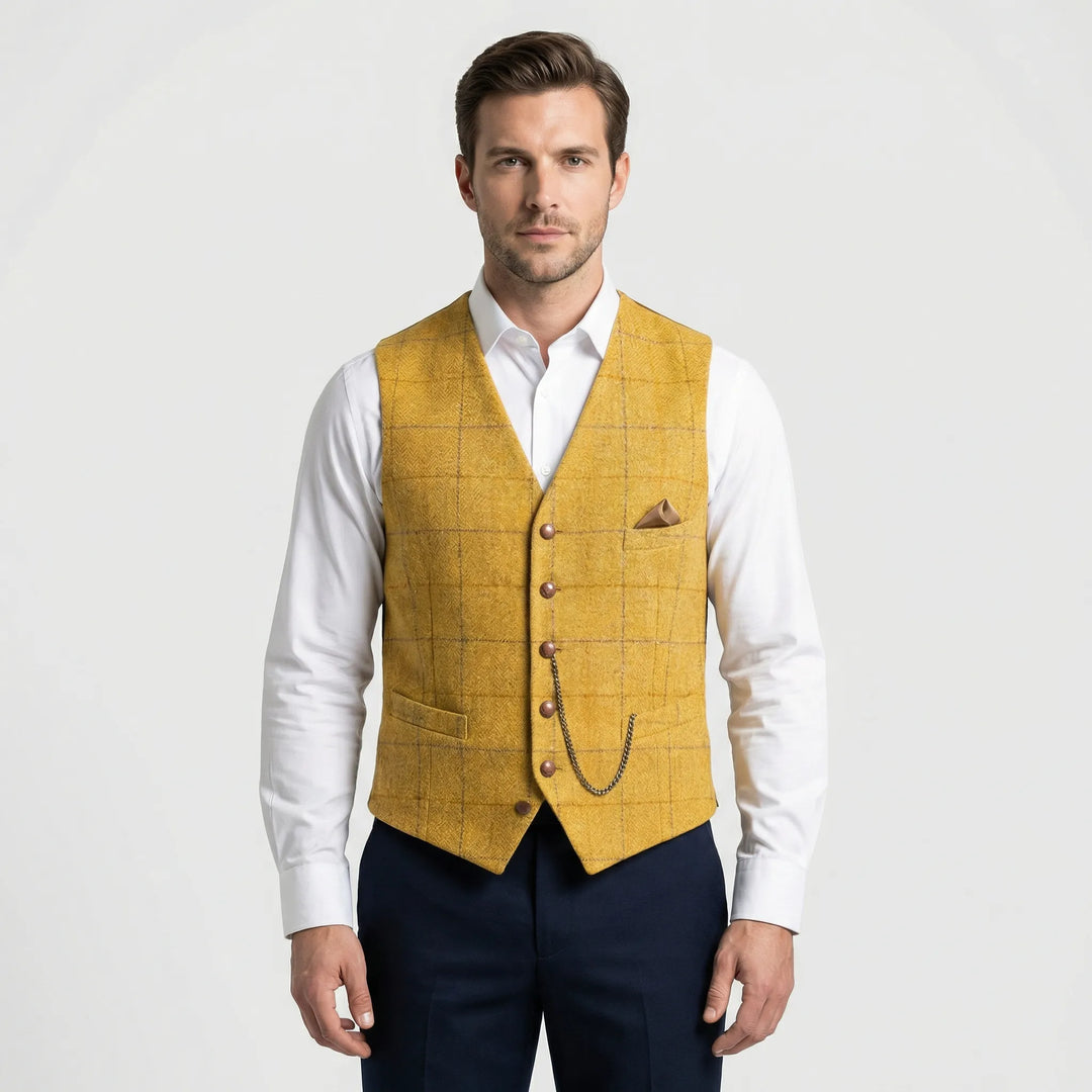 Kariertes Herrengilet Mit V-Ausschnitt - Sergio