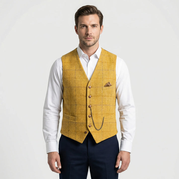 Kariertes Herrengilet Mit V-Ausschnitt - Sergio