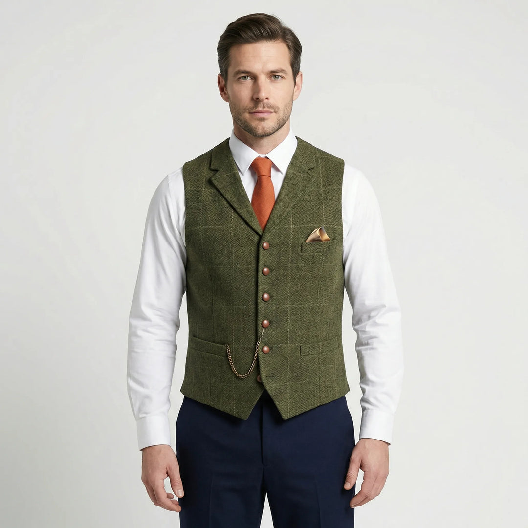 Kariertes Herrengilet Mit V-Ausschnitt - Sergio