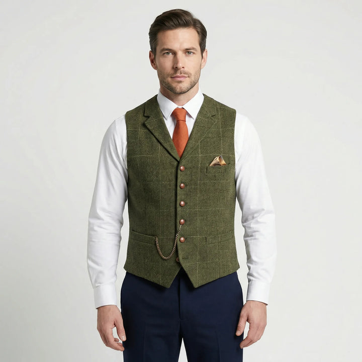 Kariertes Herrengilet Mit V-Ausschnitt - Sergio