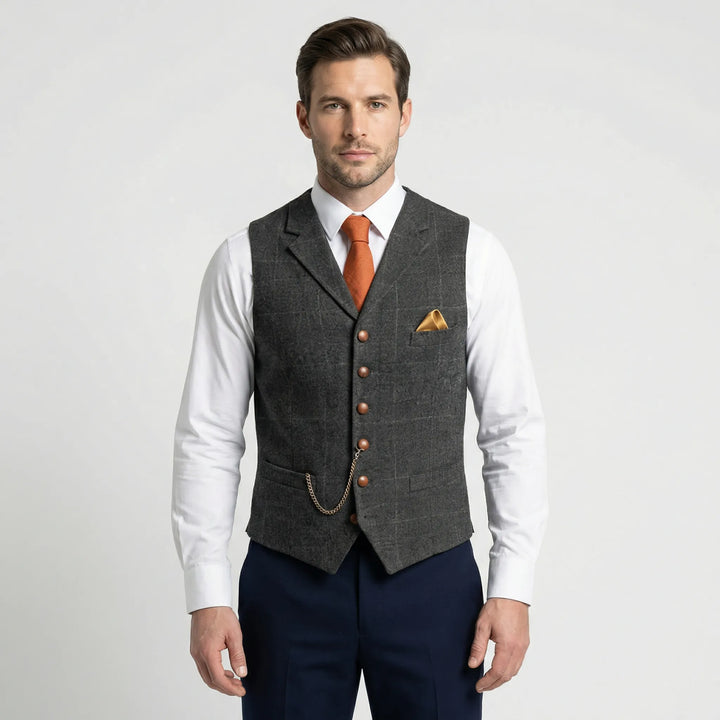 Kariertes Herrengilet Mit V-Ausschnitt - Sergio