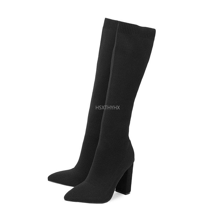 Knee-High Block Heel Stretch Boot - Camille
