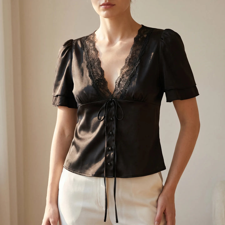 Lace Trim Blouse -  Beverly