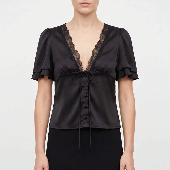 Lace Trim Blouse -  Beverly