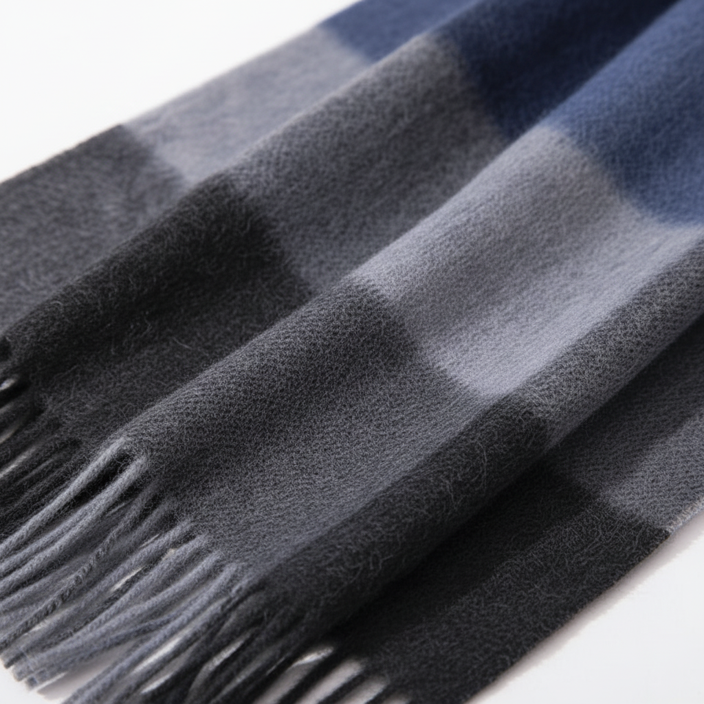 Lang Kariert Wollschal Mit Fransen - Scarfora