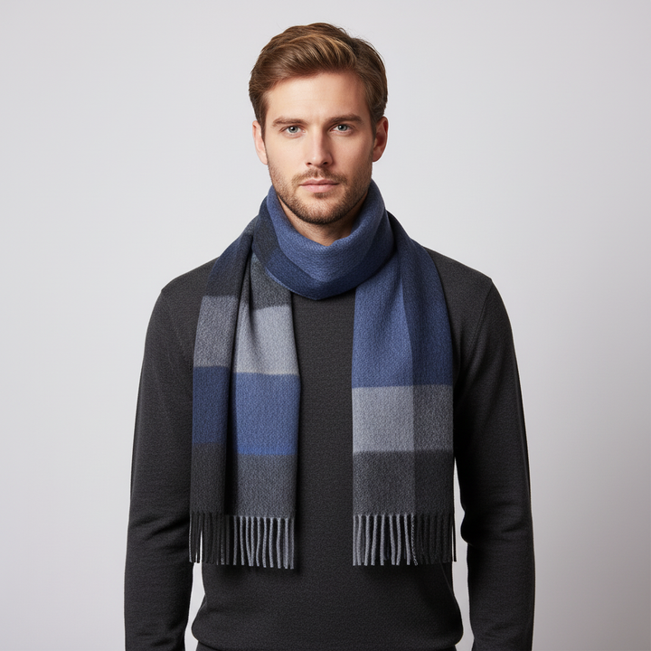 Lang Kariert Wollschal Mit Fransen - Scarfora