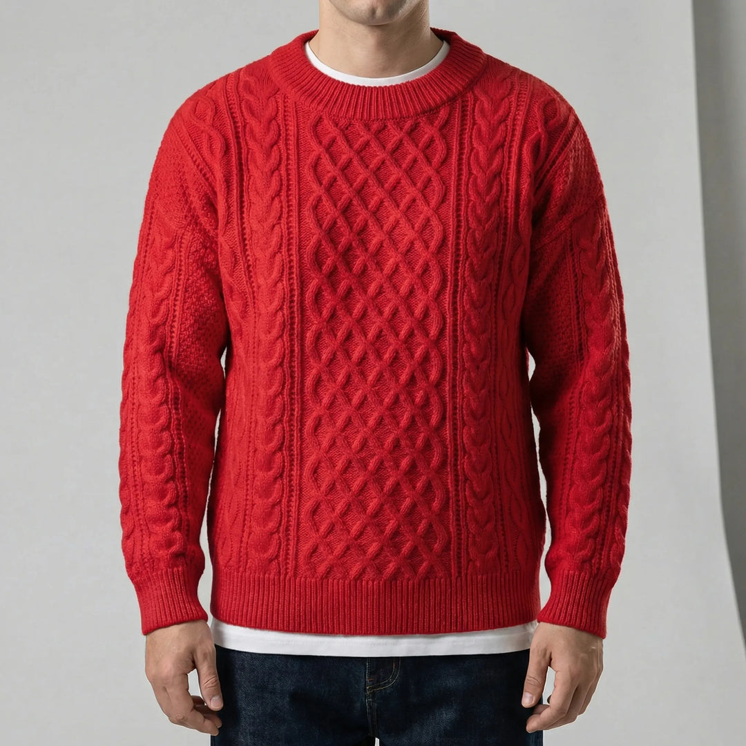 Langarm-Zopfmuster-Pullover - David