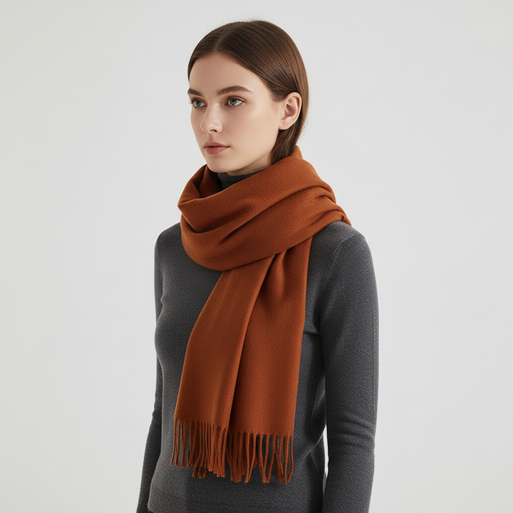 Langer Kaschmirschal Mit Fransensaum - CashmiAura