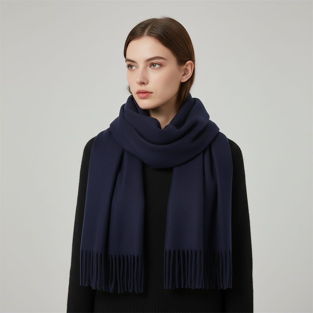 Langer Kaschmirschal Mit Fransensaum - CashmiAura