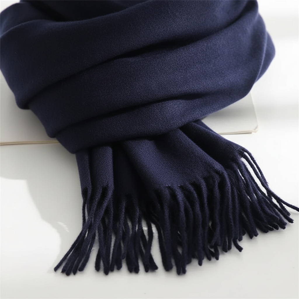 Langer Kaschmirschal Mit Fransensaum - CashmiAura