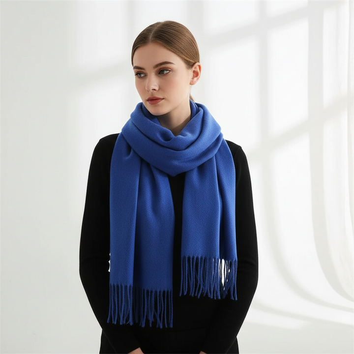 Langer Kaschmirschal Mit Fransensaum - CashmiAura