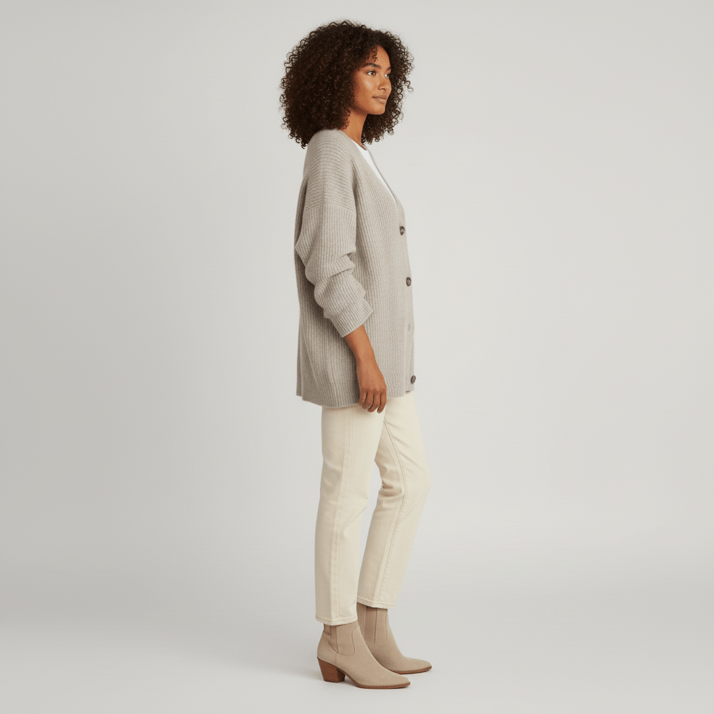 Locker Geschnittener Cardigan Mit Knopfleiste - Jamila