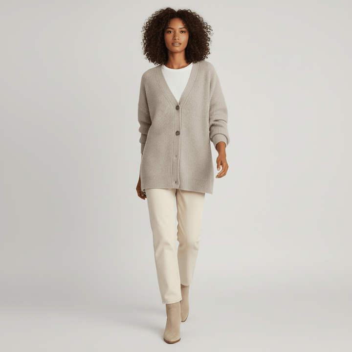 Locker Geschnittener Cardigan Mit Knopfleiste - Jamila