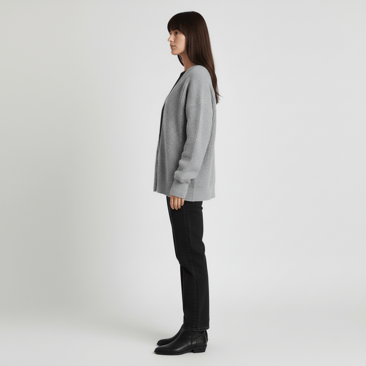 Locker Geschnittener Cardigan Mit Knopfleiste - Jamila