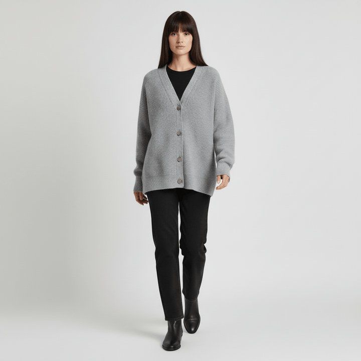 Locker Geschnittener Cardigan Mit Knopfleiste - Jamila